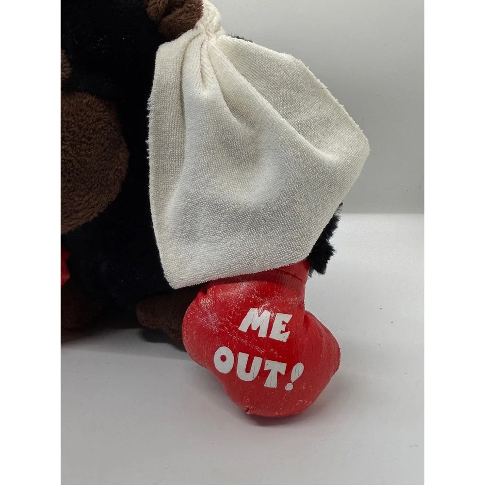 VTG‎ Dan Dee Boxing Gorilla Plush Toy Black Red Gloves You Knock Me Out Towel