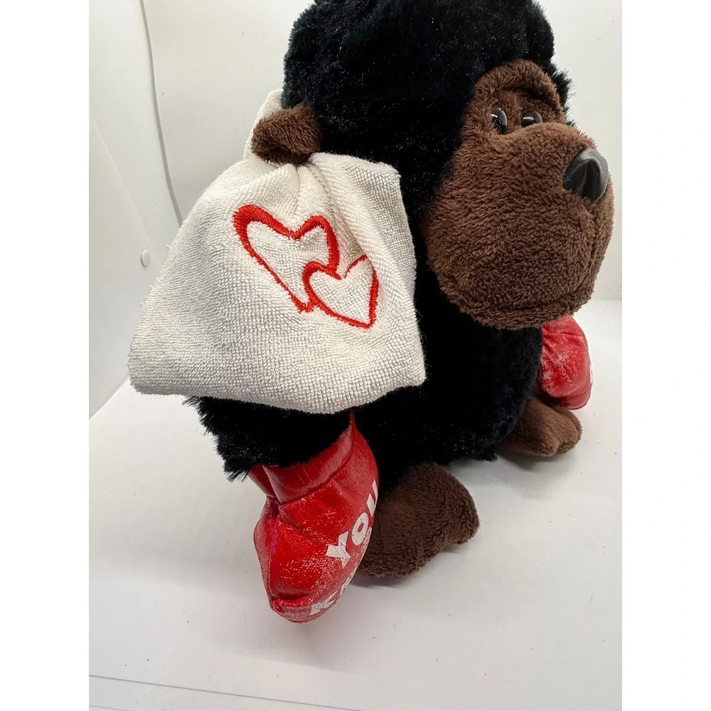 VTG‎ Dan Dee Boxing Gorilla Plush Toy Black Red Gloves You Knock Me Out Towel