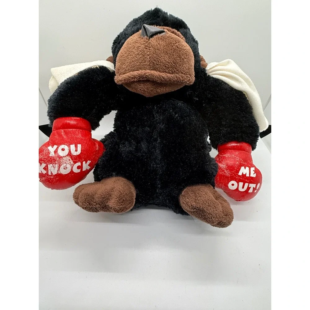 VTG‎ Dan Dee Boxing Gorilla Plush Toy Black Red Gloves You Knock Me Out Towel