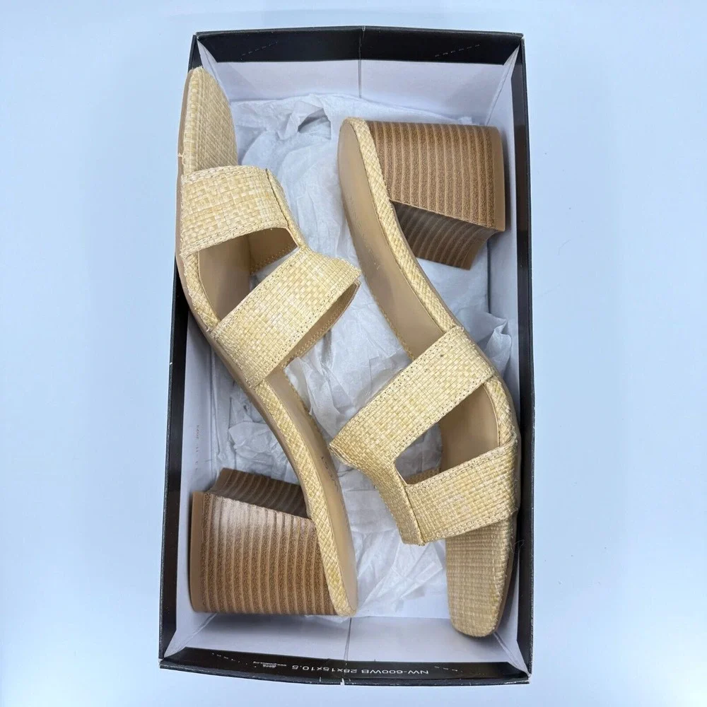 NEW (BOX, NO LID) - Nine West Women's‎ GANDA2 Tan Woven Block Heel 10 Medium WN