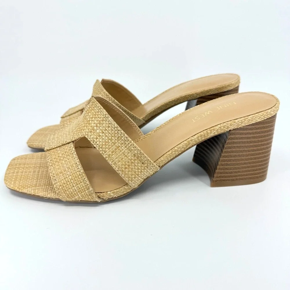 NEW (BOX, NO LID) - Nine West Women's‎ GANDA2 Tan Woven Block Heel 10 Medium WN