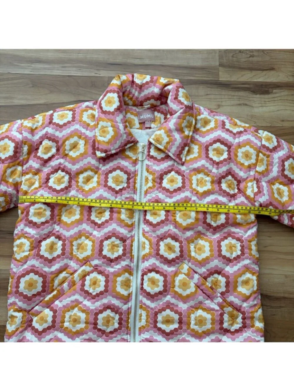 Show Me Your Mumu Powder Puffed Jacket Size Small Pink Multicolor Retro