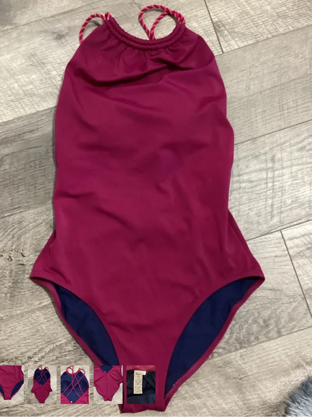 Boden Low Back Magenta Swimsuit