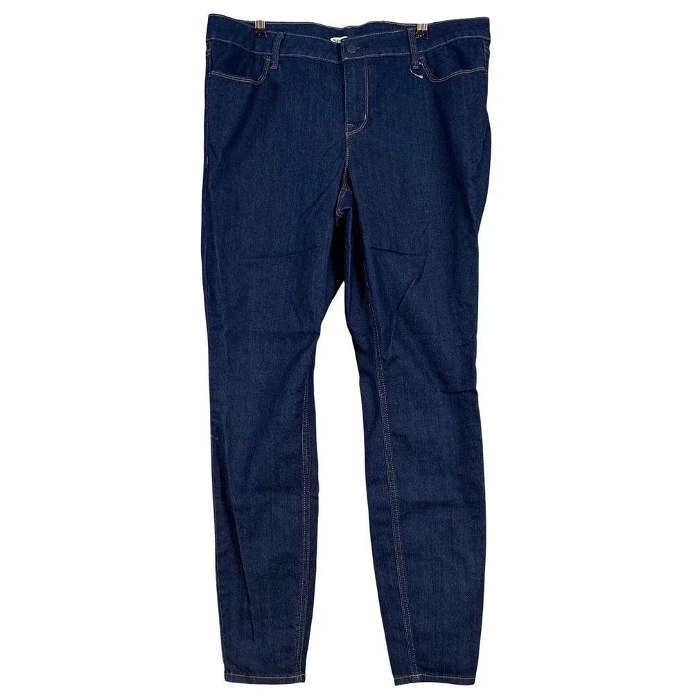NWOT Old Navy Super Skinny Jeans Women 18 Plus Long Dark Wash Blue Stretch Denim