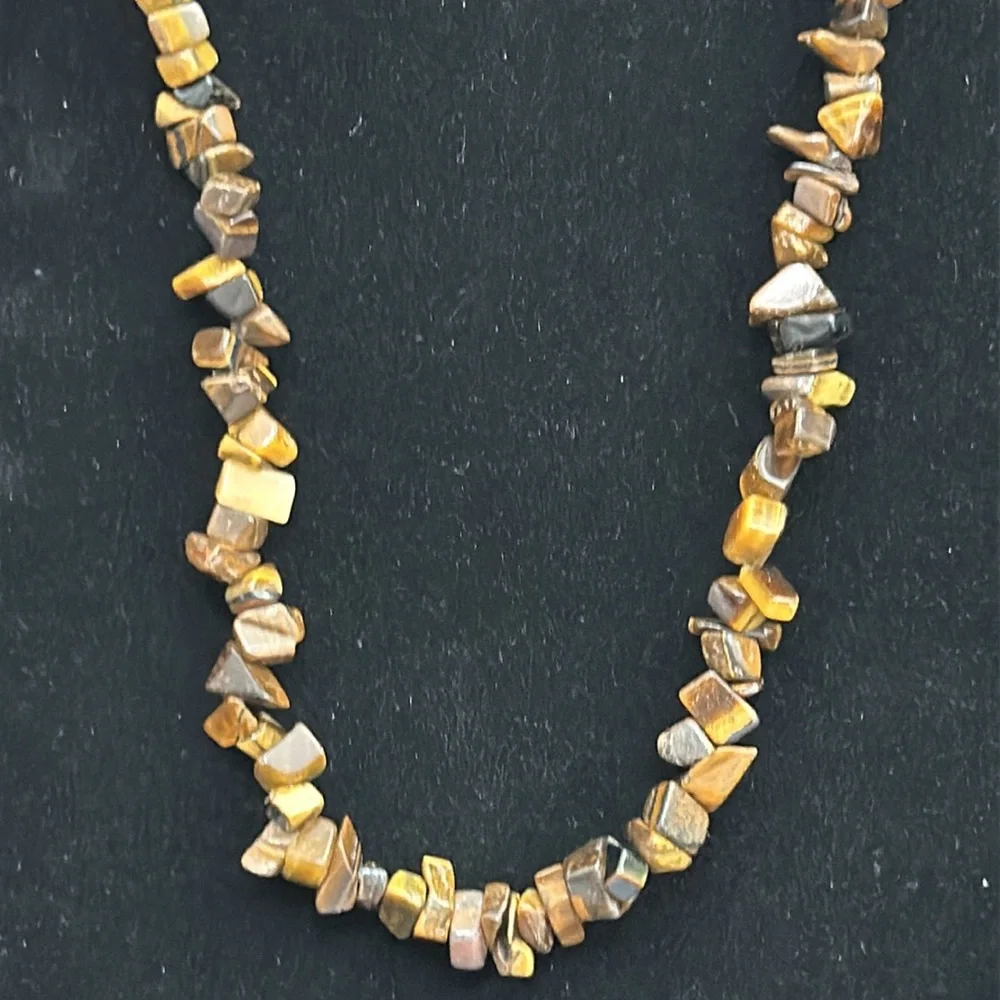 Continuous 42” Strand Polished Tiger Eye Chip Necklace