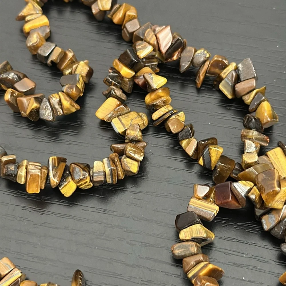 Continuous 42” Strand Polished Tiger Eye Chip Necklace