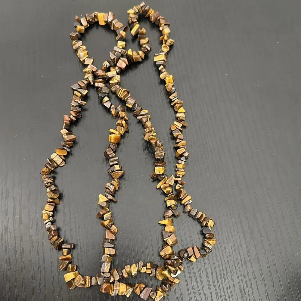 Continuous 42” Strand Polished Tiger Eye Chip Necklace