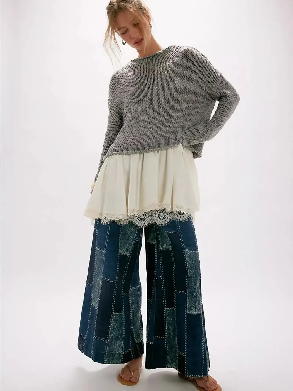 We The Free Patches Wide-Leg Flare Jeans
