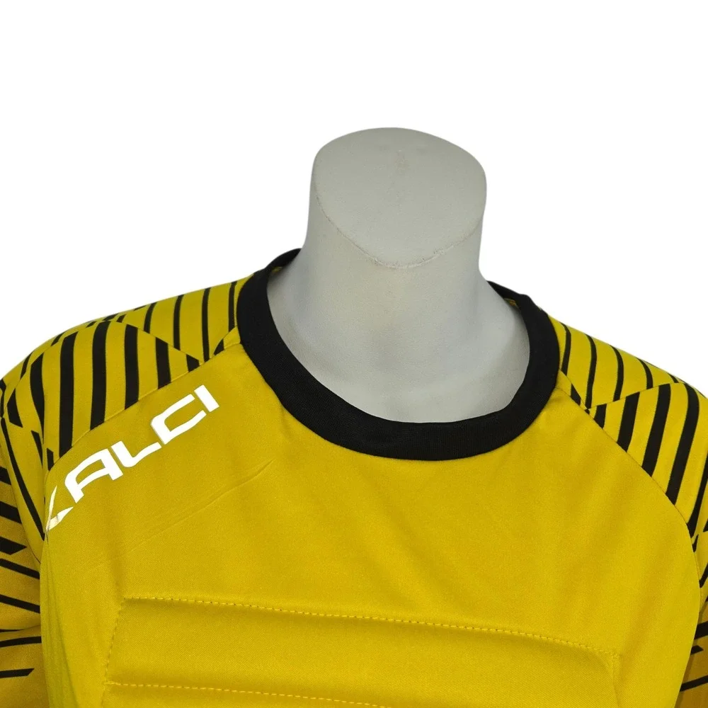 Kalci Soccer Goalkeeper Jersey Kids YXL Yellow Padded‎ Long Sleeve Shirt