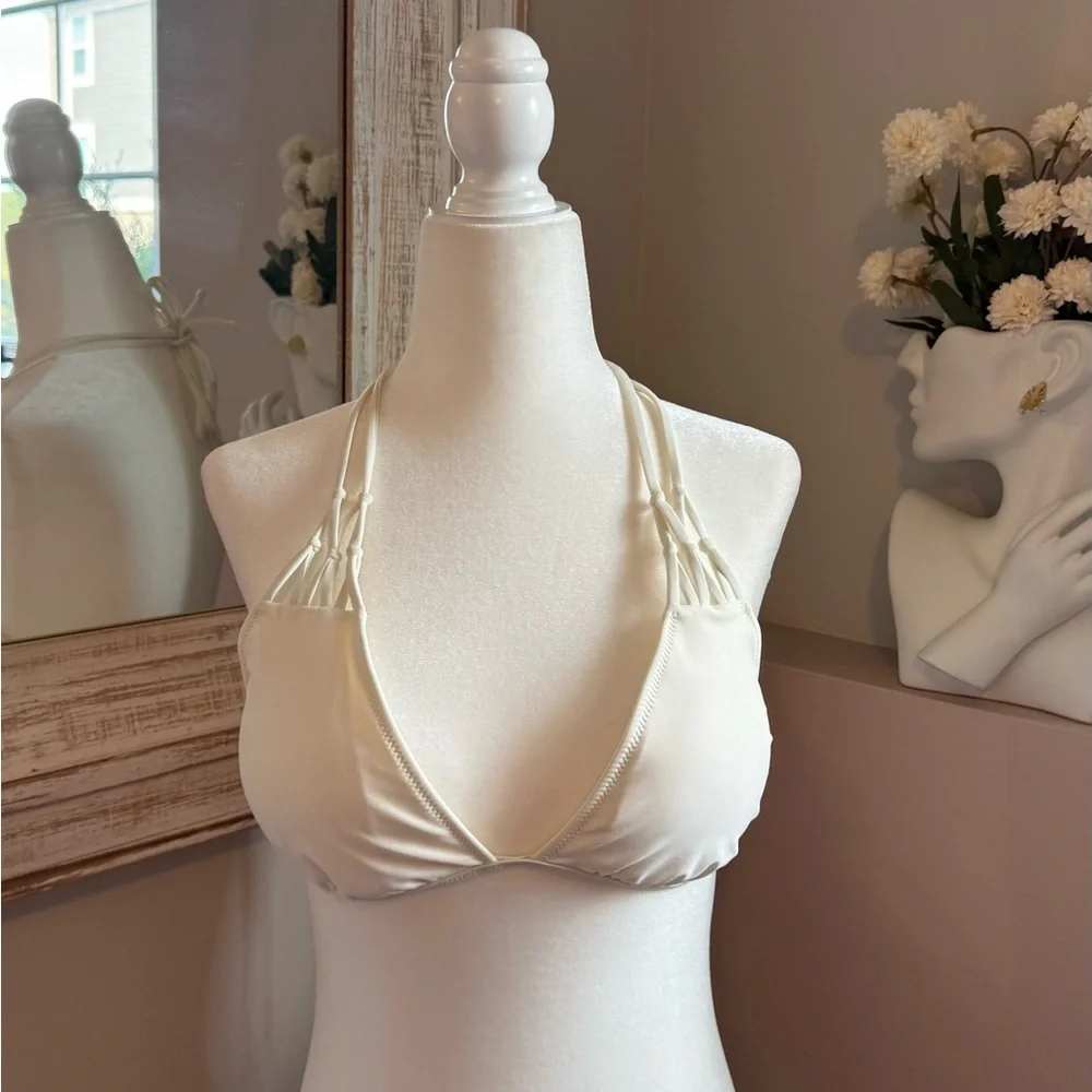 Aerie Women’s Size XL Cream Pool Beach‎ Tropical Vacation Bikini Top