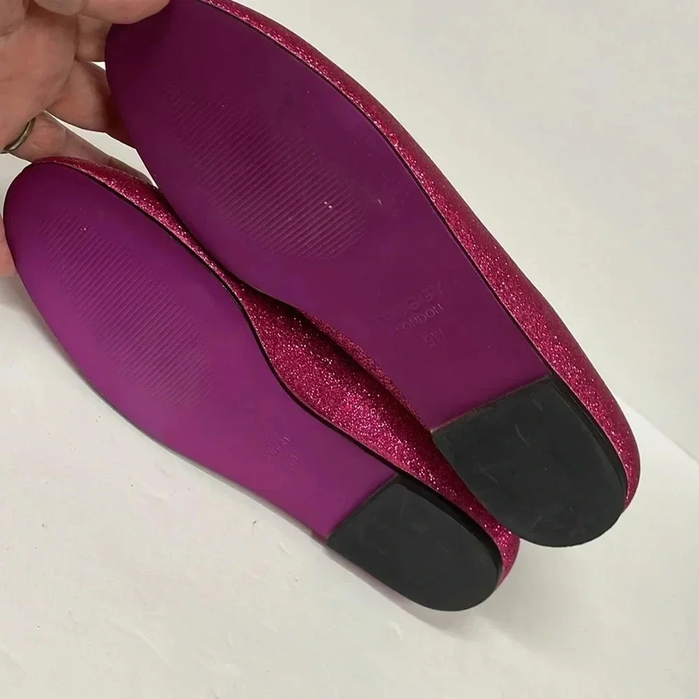 Twiggy London Pink Glittery Wide Width Taylor Swift Flats