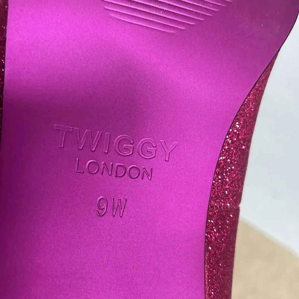 Twiggy London Pink Glittery Wide Width Taylor Swift Flats
