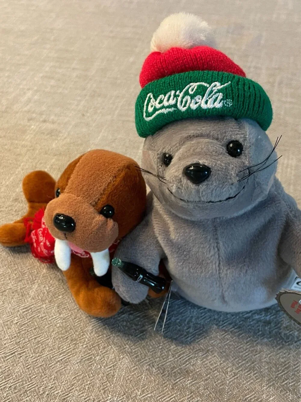 NWT! Vintage Coca-Cola Walrus & Seal Beanie Plush Collectibles 1998!