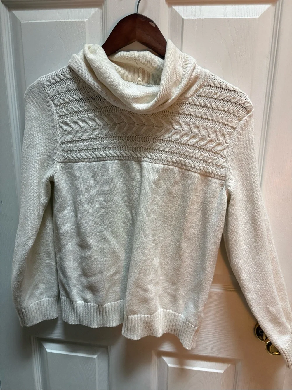 Jones New York Cream Cowl Neck Knit Sweater