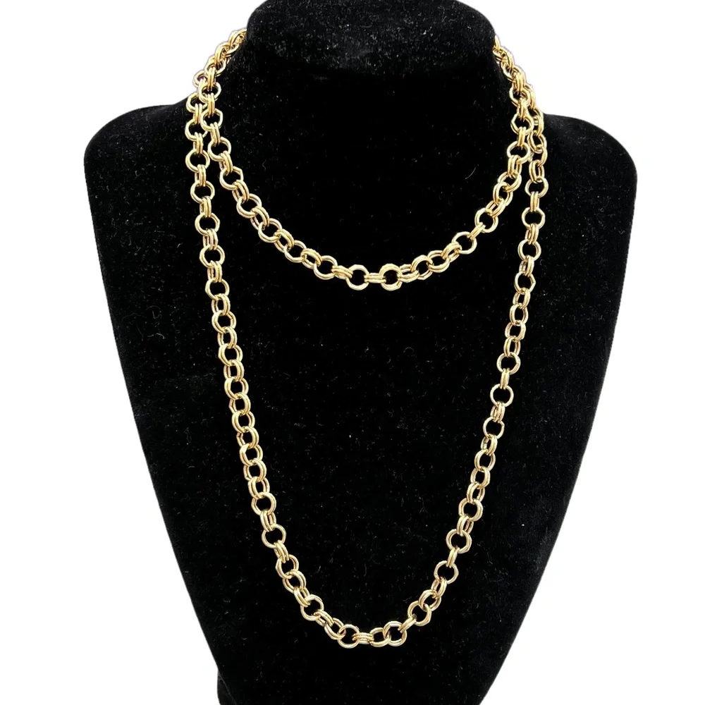 VINTAGE GOLD TONE DOUBLE LINK NECKLACE