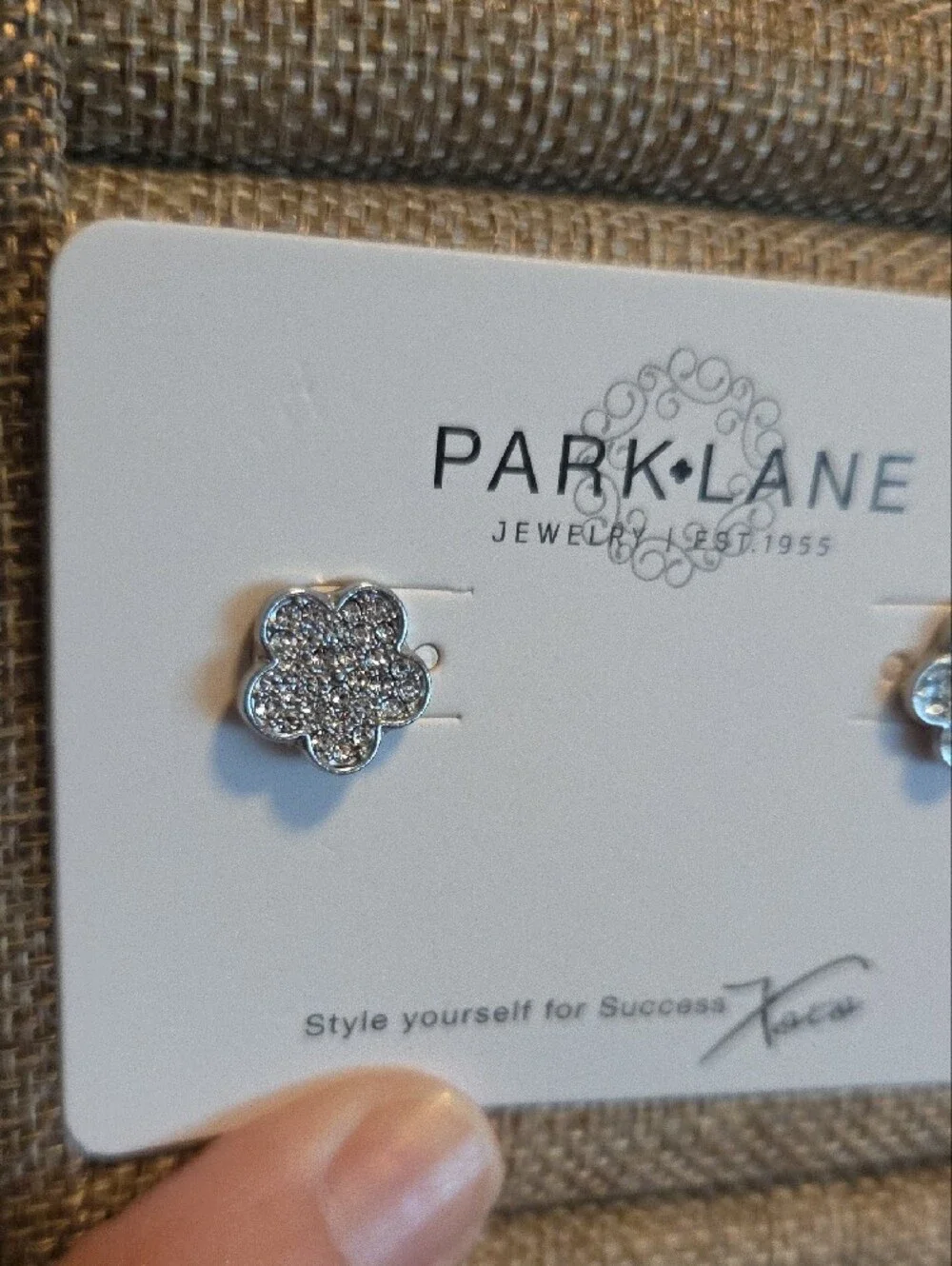 Park Lane Silver Pave Floral Stud Earrings