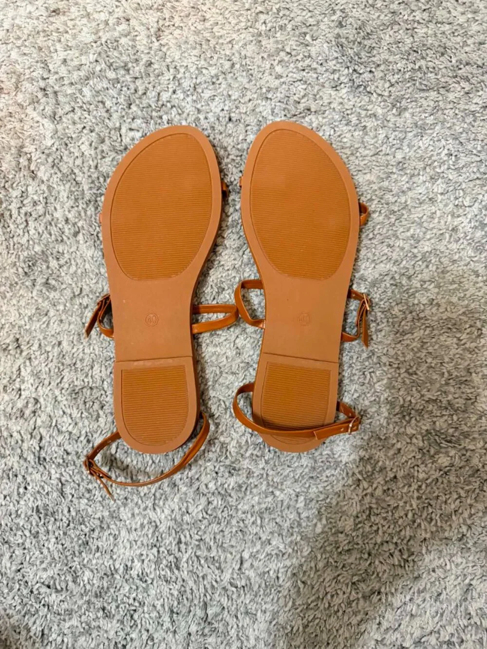 Women's Brown Sandals with Colorful Stone Accents & Gold Trim Size 7