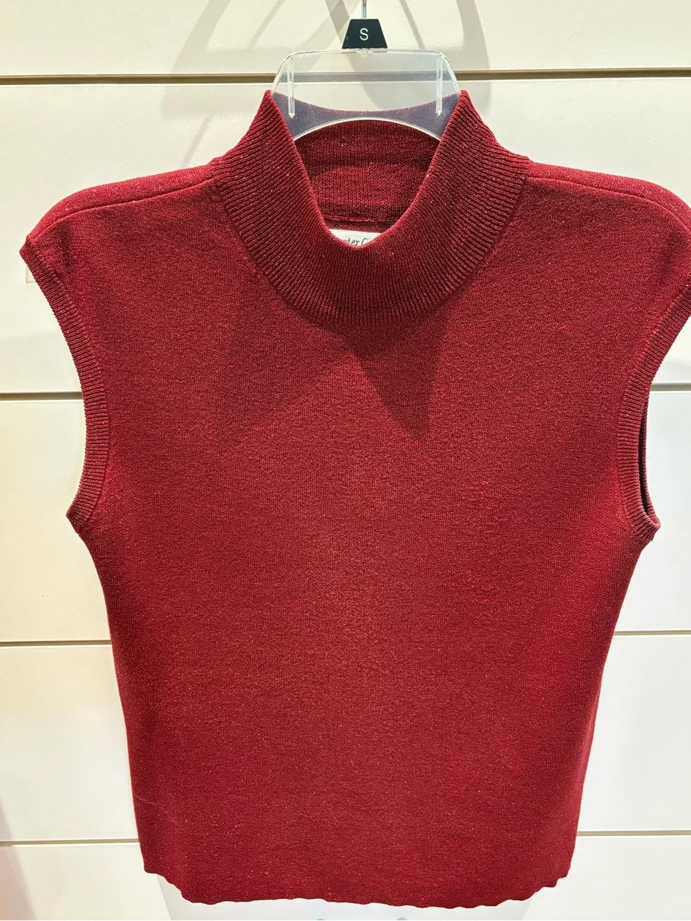 Coldwater Creek Sleeveless Turtleneck Camisole - Deep Red w/shimmer thread.