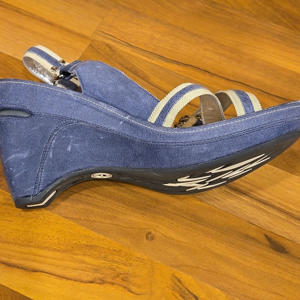 G by Cole Haan and Nike Air Women's Blue and Silver Wedge Heels Size 11
