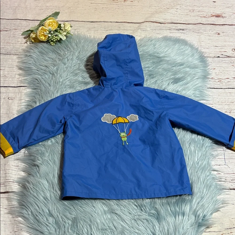 B.t. Kids Frog Embroidered Blue Yellow Rain Jacket sz 24M