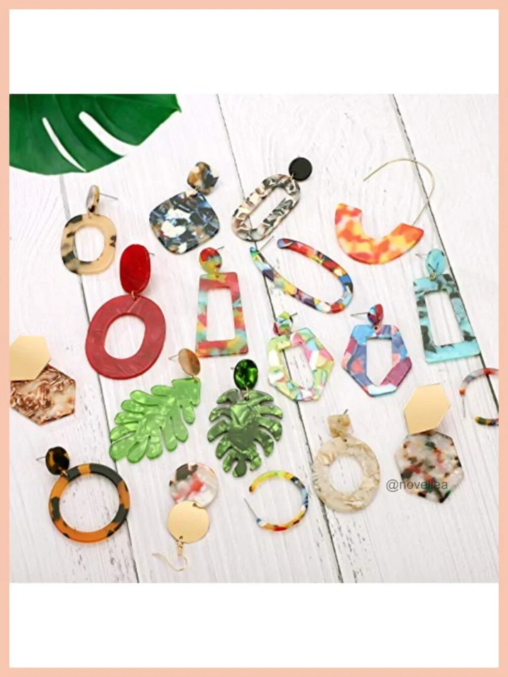 25 Pairs Acrylic Resin Statement Earrings Set for Women Drop Dangle