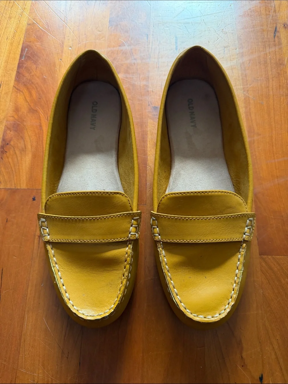 Old Navy Mustard Yellow Penny Loafer Driving Mocs Cushioned Memory Foam Size 9