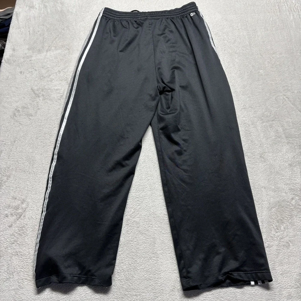 Vintage Adidas Y2K Baggy‎ Track Pants Men's M 3 Stripe Black Warm Ups Climalite