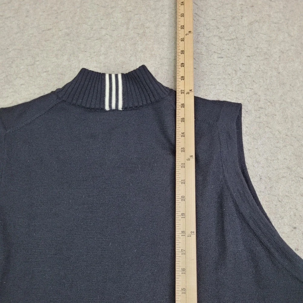 Adidas 1/4‎ Zip Golf Pullover Mens L Black 3 Stripe Sleeveless
