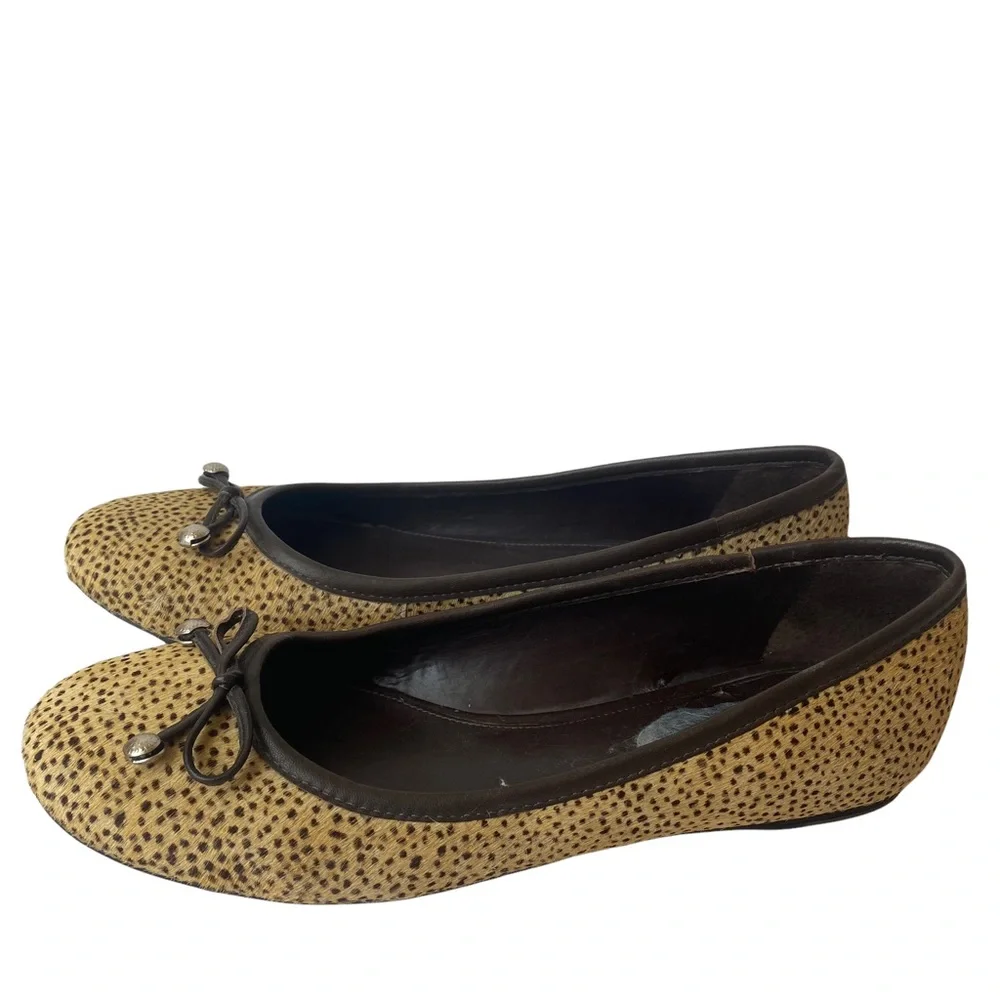 Gianni Bini Animal Print Calf Hair Flats Shoes Bow Size 7.5
