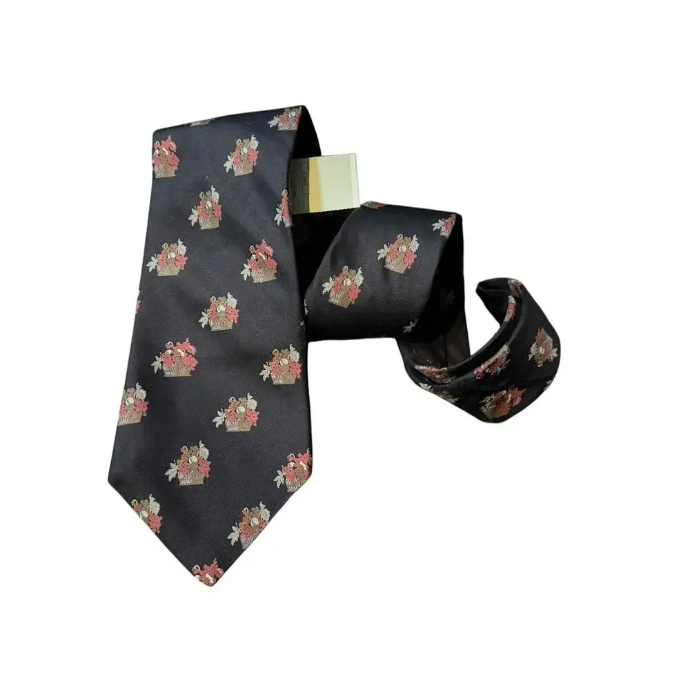 Vintage Berkley Cravats Thanksgiving Harvest Basket‎ Silk Tie Famous Barr NWT