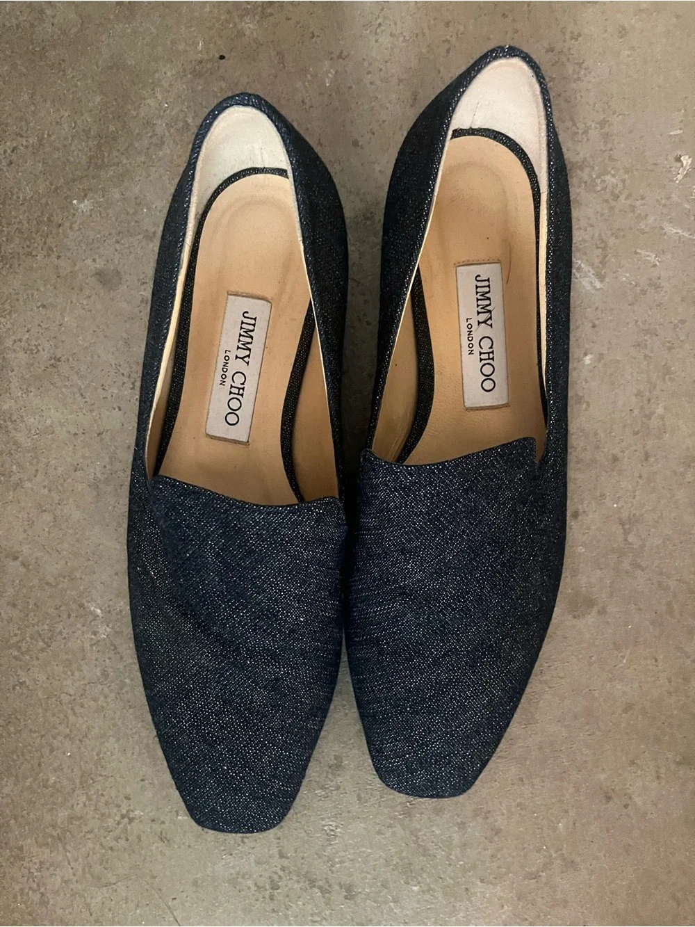 Jimmy Choo Dark Blue Sparkle Slip-On Loafers