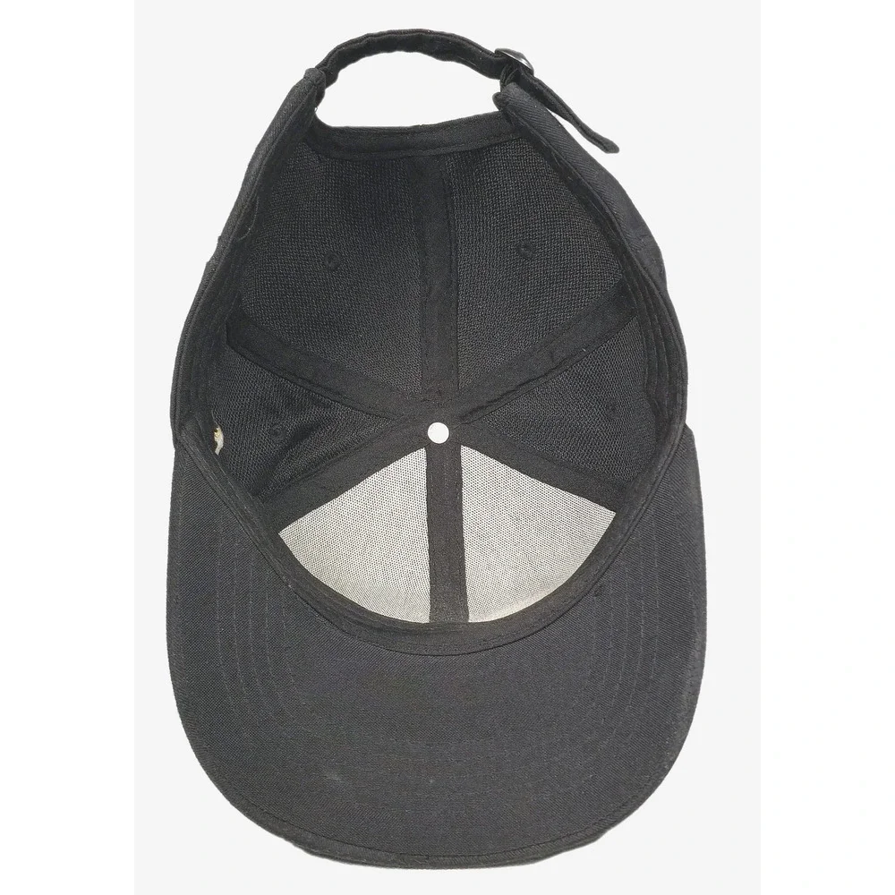 Machu Picchu Embroidered Black Strapback Hat Cap Meditating Llama Whimsical