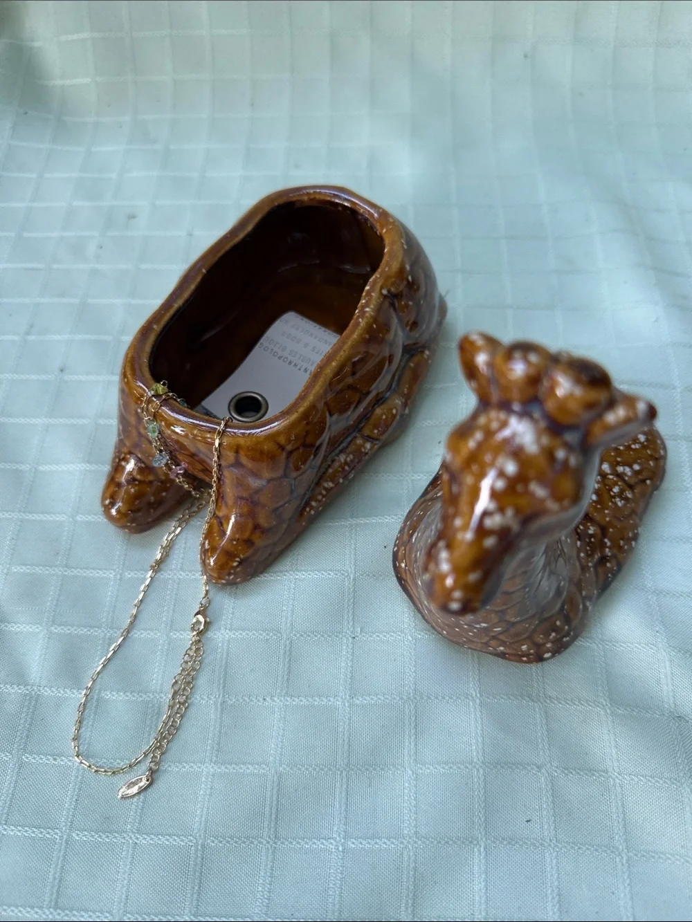 Vintage Brown Ceramic Giraffe Jewelry Organizer Sculpture