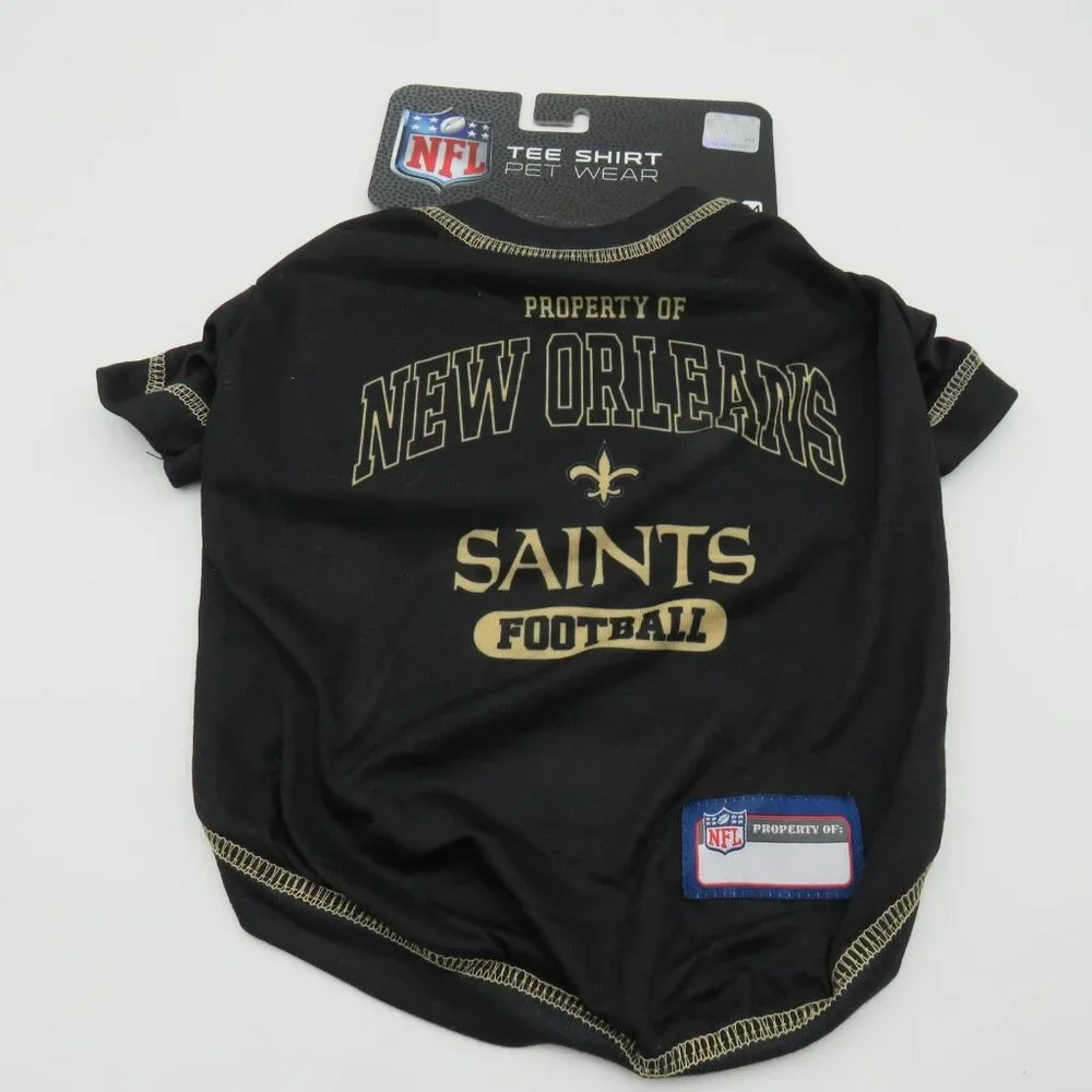 New‎ Orleans Saints Pet Shirt Medium NFL Team Tee Dog Wear Black Gold Polyester