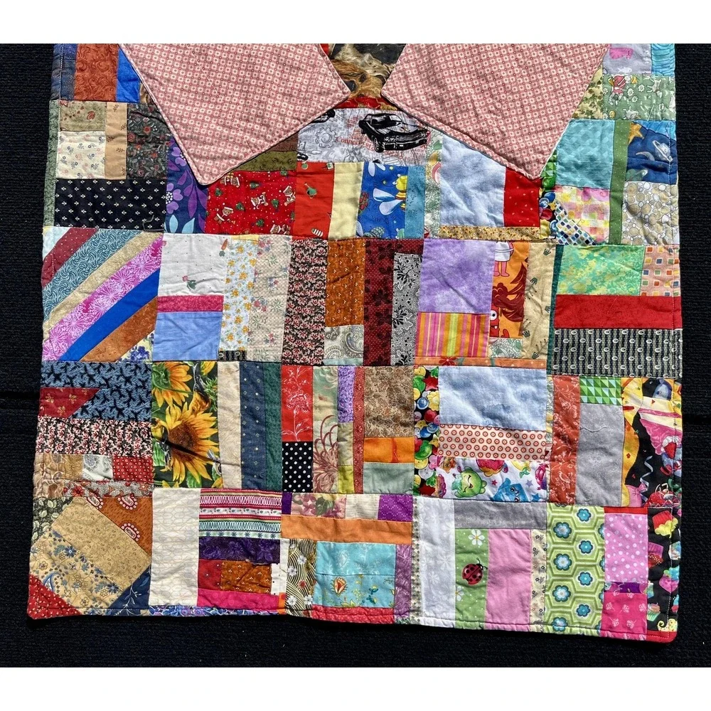 Handmade Patchwork Quilt Baby Toddler Scrappy Boho Multicolor Cotton‎ 24x32