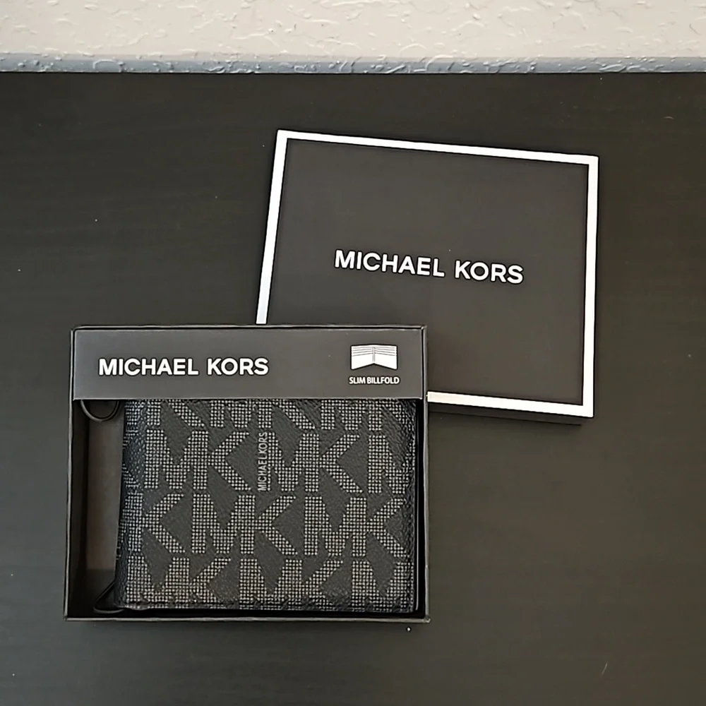 Michael Kors Jet Set Mens Slim Billfold Wallet, NWT, Black