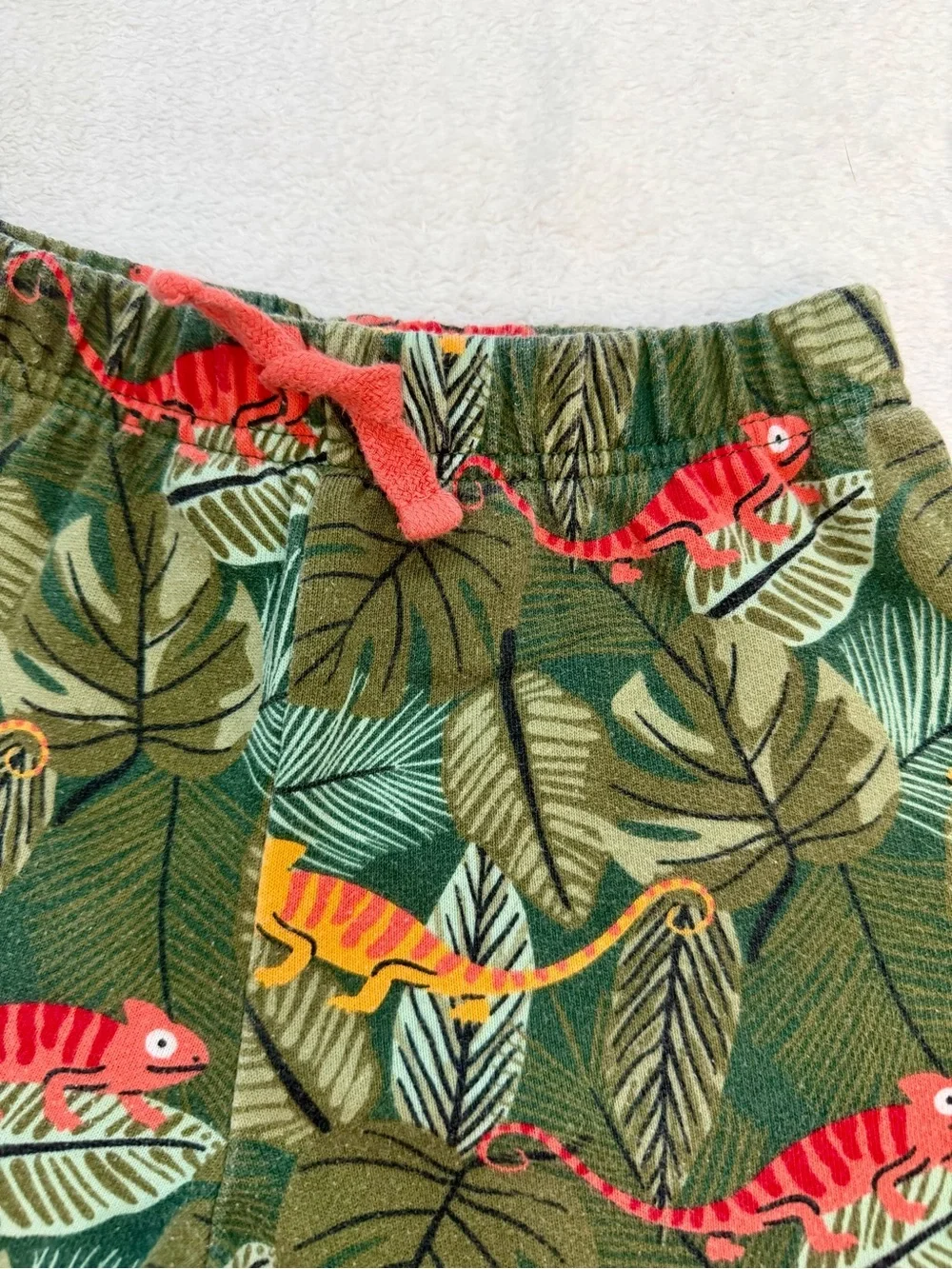 Kids Green Tropical Chameleon Print Shorts