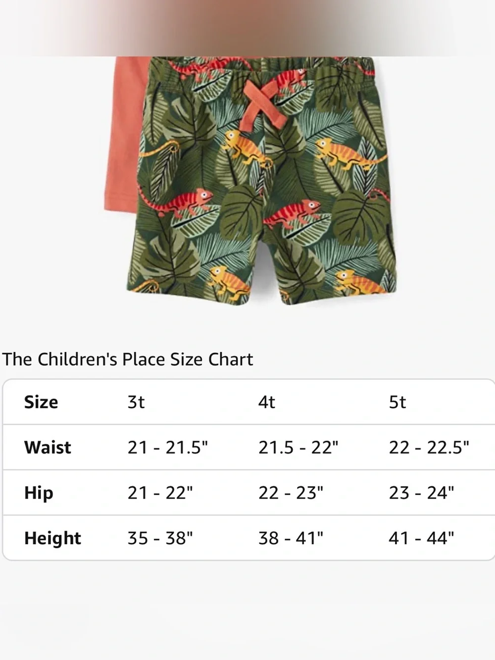 Kids Green Tropical Chameleon Print Shorts