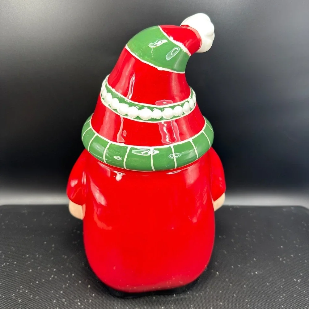 Pier 1 Imports Christmas Gnome Cookie Jar Container Dolomite‎ Holiday 11inch NEW