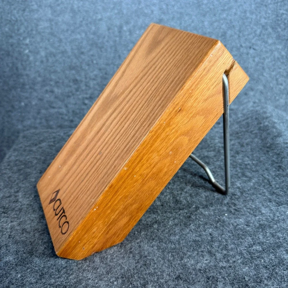 Cutco Vintage Oak Wood 5 Slot Knife Block‎ with Metal Wire Stand Honey Brown