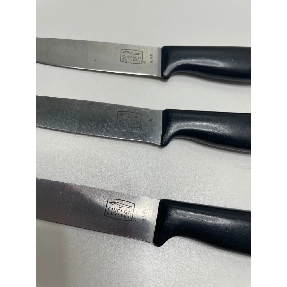 Chicago Cutlery Steak Knife Set 3 Piece Black Handle Stainless Steel Replacement