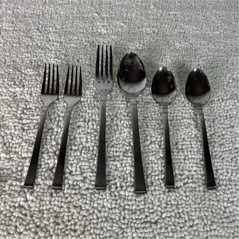 Robie Doric Glossy Stainless Steel Silver Flatware‎ Set 6pcs Forks & Spoons