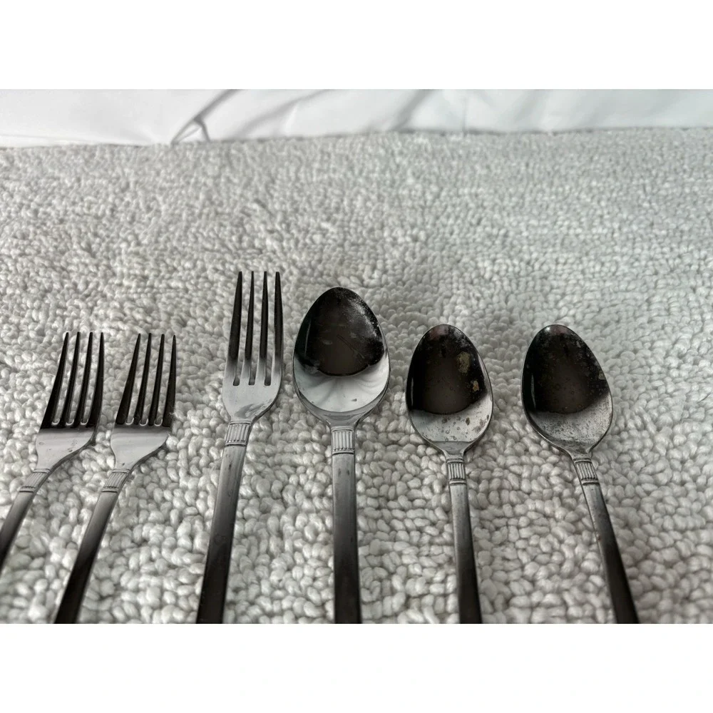 Robie Doric Glossy Stainless Steel Silver Flatware‎ Set 6pcs Forks & Spoons