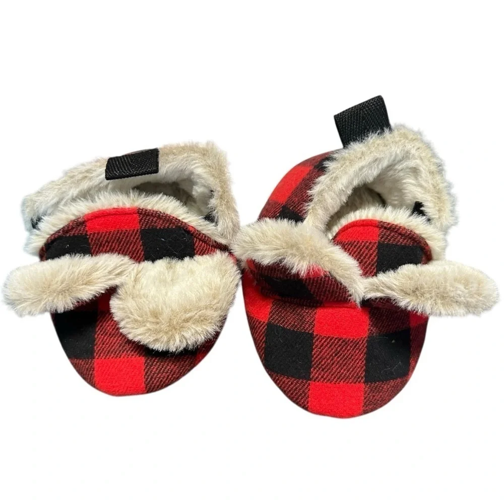 Cozy Checkered Kids Slippers with Faux Fur Lining