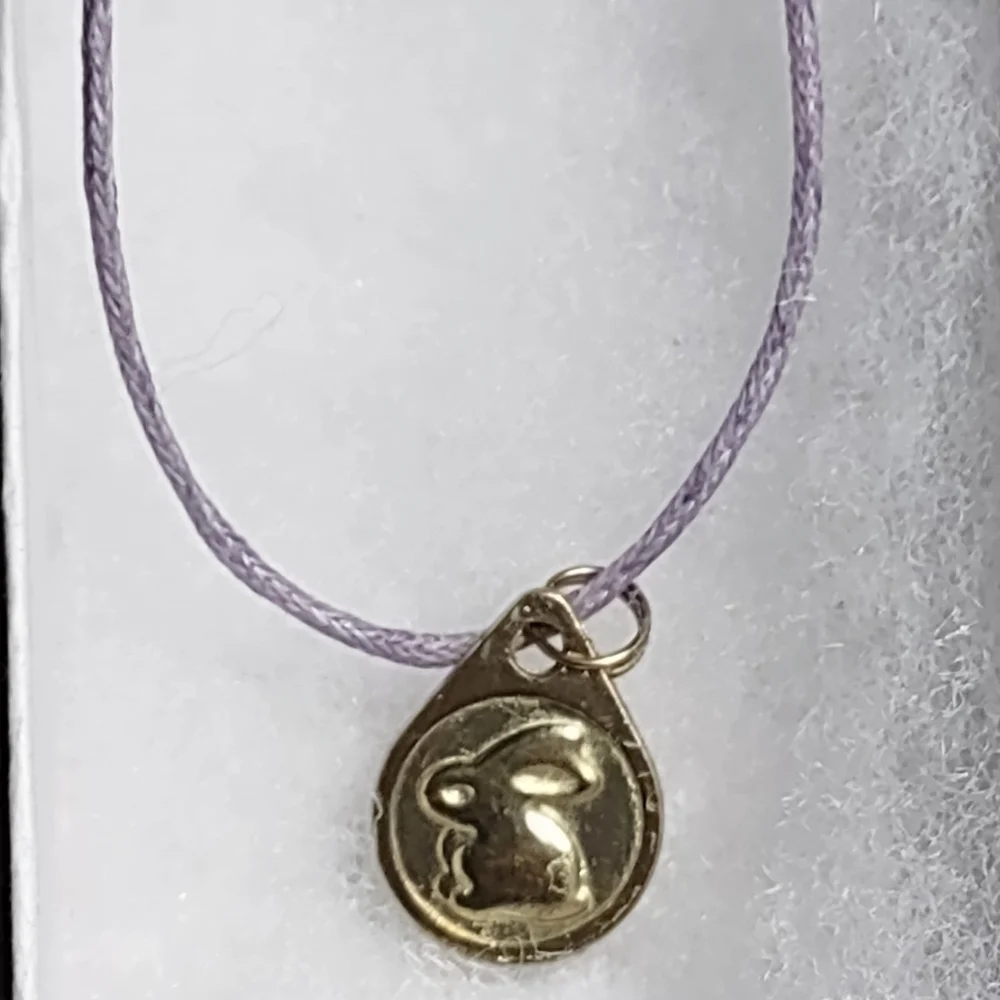 Vintage Gold Bunny Pendant On Orchid Cord