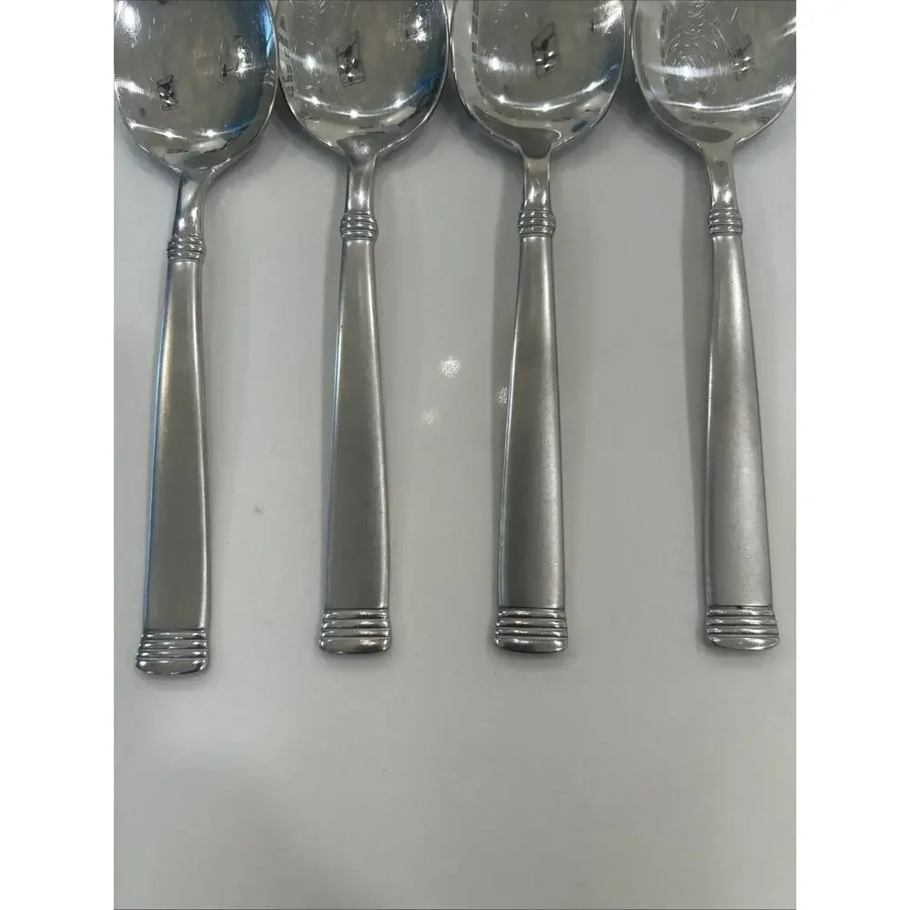 Vtg‎ Wallace NAPOLI-FROST Stainless 18/10 Set of 4 Flatware 7” Dessert Spoons