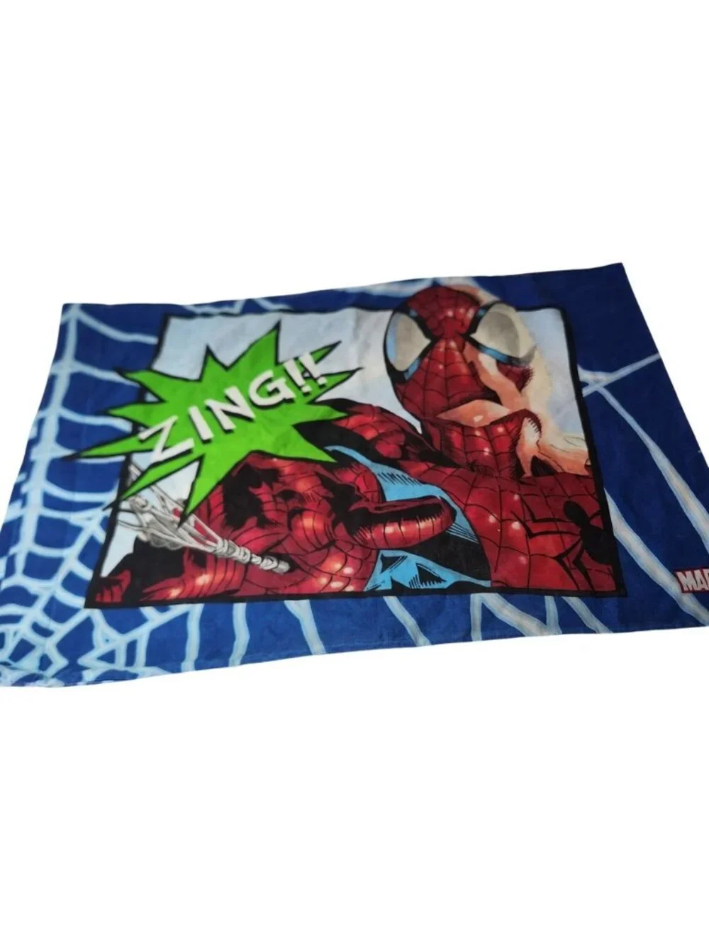 Marvel Spider-Man Comic Action Pillowcase Blue‎ Double Sided Blam Zing Graphic
