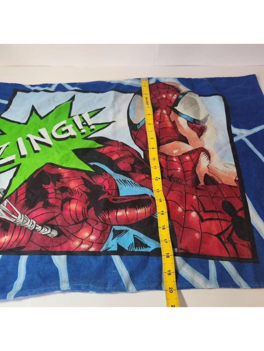 Marvel Spider-Man Comic Action Pillowcase Blue‎ Double Sided Blam Zing Graphic