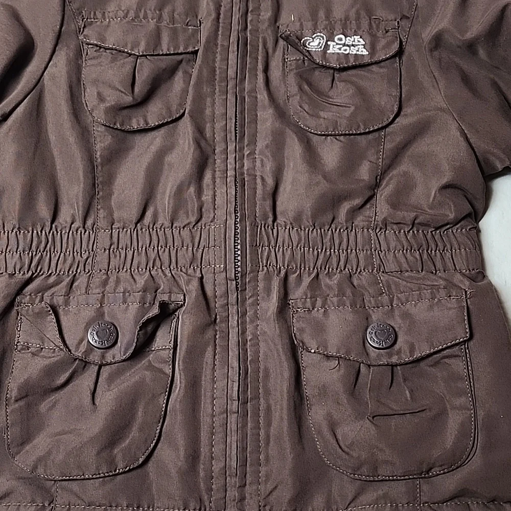 OshKosh B'gosh Brown Kids Jacket with Pink Polka Dot Lining Size 4T Reversible