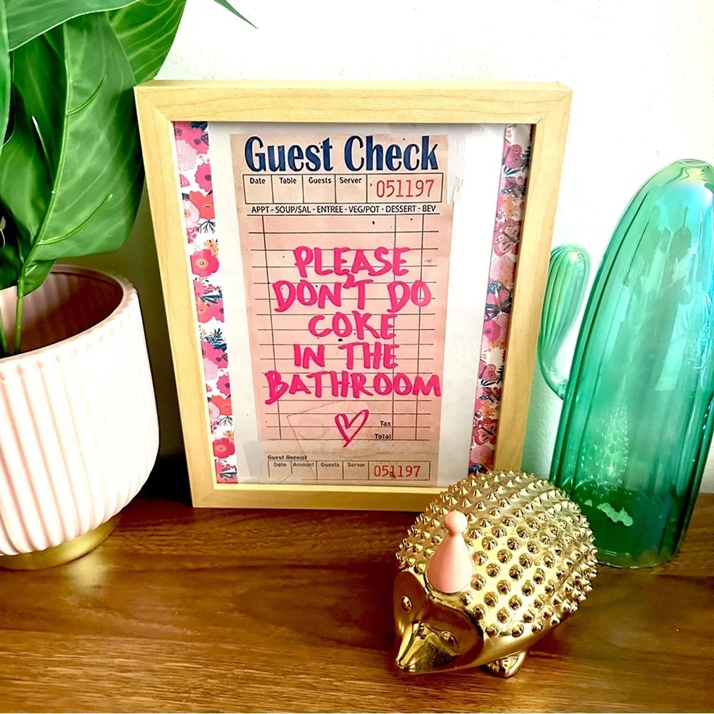 Guest Check Please Don’t Do Coke in the Bathroom Restaurant Bill Wall Art Print